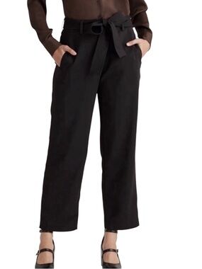Quince Women Stretch Crepe Paperbag Pants Black size 6